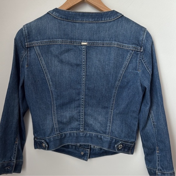White House Black Market Cropped Blue Denim Jacket - Picture 3 of 5